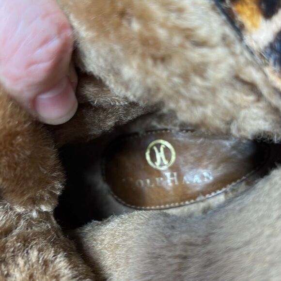 Cole Haan Cheetah Hair Fur Lined Knee High Wedge Boots Suede Size 6 - Picture 9 of 10